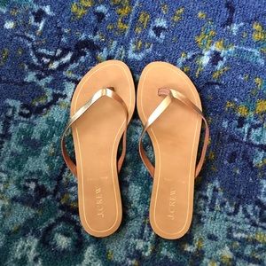 JCrew Gold Flip Flops
